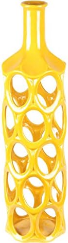 Large Yellow Geo Ceramic Vase