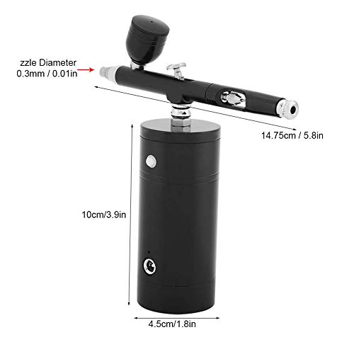 Multi-Purpose Airbrush Set - Mini Air Compressor Spray Gun, Dual Action 0.3mm Airbrush Gun, 7CC Capacity Set for Paint Art Tattoo Nail Design (Color : Black)
