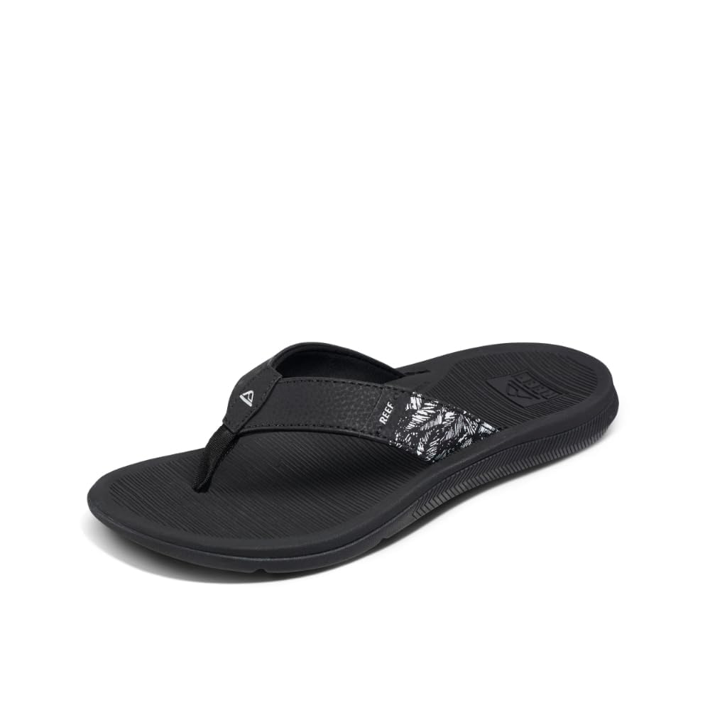 REEF Womens Sandals, Santa Ana, Black/White, 5 Image