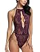 Avidlove Lingerie for Women Teddy One Piece Lace Babydoll Bodysuit Purple M