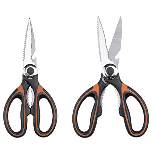 Kitchen Shears, Beyetori Heavy Duty Scissors Dishwasher Safe Ultra Sharp Multipurpose (orange)