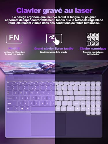 16 Inch Gaming Laptop 12 + 512 GB Support Extension 1TB (HDD-2TB) 4 Cores Celeron N5095 (up to 2.9 GHz) 1920x1200 PC Gamer Laptop, Laptop with 2K Screen 2.4+5G WiFi Mini HDMI-Purple