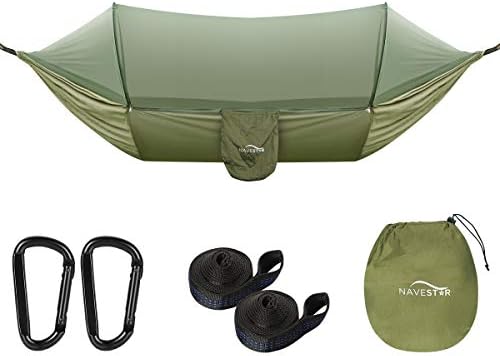 NAVESTAR Camping Hammock with Mosquito Net, Pop-Up Double Hammock with Bug net for Outdoors Backpacking Hiking Indoors Backyard Garden