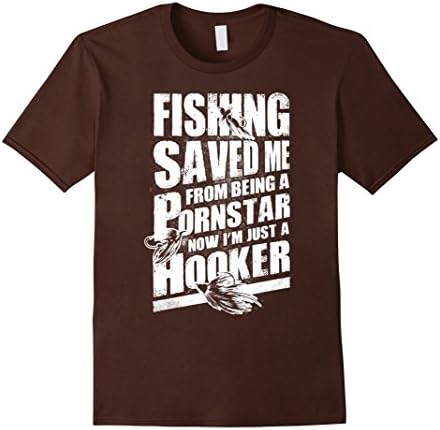 Men's Fishing Save Me From Being Pornstar Shirt - Fishing T-shirt Large Brown