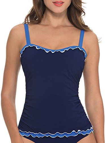 Profile by Gottex Women's Blue Lagoon Underwire Bra Tankini Top (D Cup)