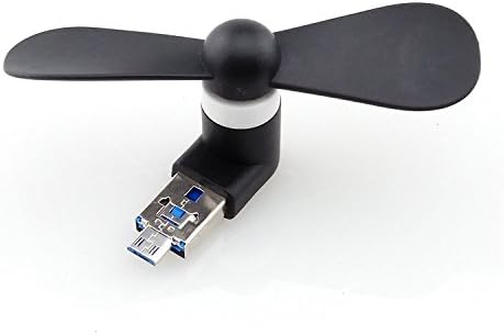 FNWD USB Micro 2-in-1 Mini Fan, Portable Dock Cool Cooler Rotating Mobile Phone Fan Foldable Personal Fan for power bank mobile power Android Phone (Black)