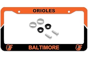 ZIAJKA New Brand 1 Pack Aluminum Alloy License Plate Frame for Orioles License Plate Cover License Plate Holder with Chrome Screw Caps & 2 Holes
