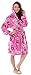 Burklett Women's Hooded Printed Flannel Fleece Bathrobe Robe w/Side Pockets,Donuts,Short