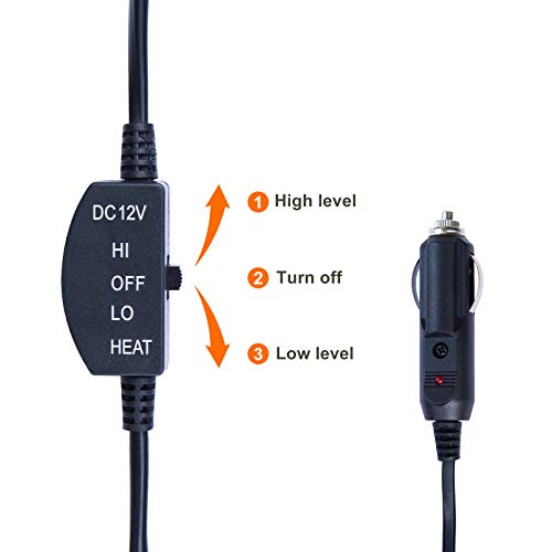 YUESUO Heated Car Seat Cushion, 12V Car Heated Cover with 3 Levels Switch Temperature Controller, Quick Car Seat Warmer Perfect for Car, Home, and Office Chair