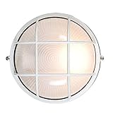 Nauticus 7" Round Outdoor Bulkhead - White Finish with Frosted Glass Shade (Tools &amp; Home Improvement)