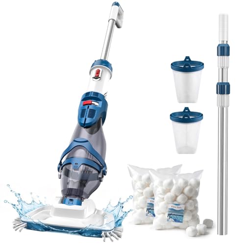 ENHULK Cordless Pool Vacuum, Upgraded Dual Mode, 22 GPM Powerful Suction, 13.4" Wide Head & 98.4" Telescopic Pole, 4 Filter Units, 1H Runtime, Handheld Pool Cleaner for Above/Inground Pools, PC20