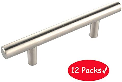 Wtape 3 Inch Modern Stainless Steel Brushed Nickel Pull Kitchen Cabinets Handles, 12 Pack