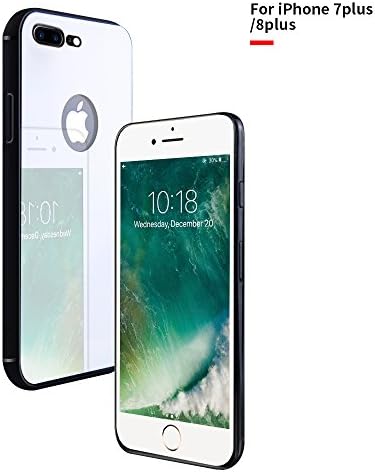 iPhone 8 Plus Case, iPhone 7 Plus Case, Tempered Glass Back Design with Reinforced Frame TPU Bumper Protection Anti Scratch Full Protective Shockproof Cover (Support Wireless Charging,White) WAYONE