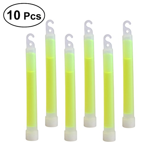 UEETEK 10PCS Industrial Grade Glowing Sticks,6 Inch Ultra Bright Emergency Light Safty Light Sticks for Camping Hiking and more – Green