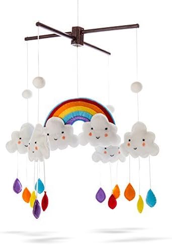 Marmelada Rainbow Mobile Clouds Raindrops Nursery Baby Room Bedtime Night Décor