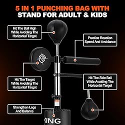 Punching Bag with Stand 5 in 1 Adjustable Height