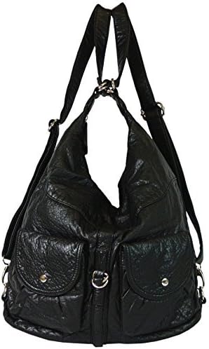 Convertible Purse Both Backpack & Hobo Bag in Soft Vegan Leather 2 Compartments