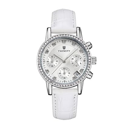 BAJEETA Chronograph Rhinestone Women Watch Ladies Quartz Leather Watch Girl Waterproof Fashion Genuine Six-Pin Red�