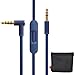 New Version Original Replacement Audio Cable Cord Wire with In-line Microphone and Control + Original OEM Replacement Leather Pouch/Leather Bag for Beats by Dr Dre Headphones Solo/Studio/Pro/Detox/Wireless/Mixr/Executive/Pill (Blue)