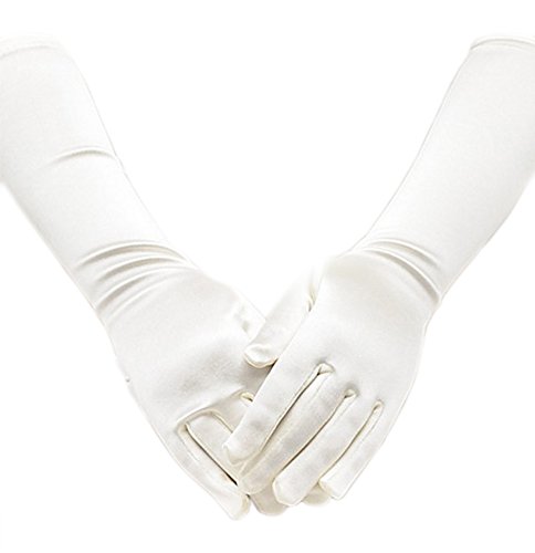 Satin Long Child Size Girls Formal Gloves (0 - 3, Ivory)