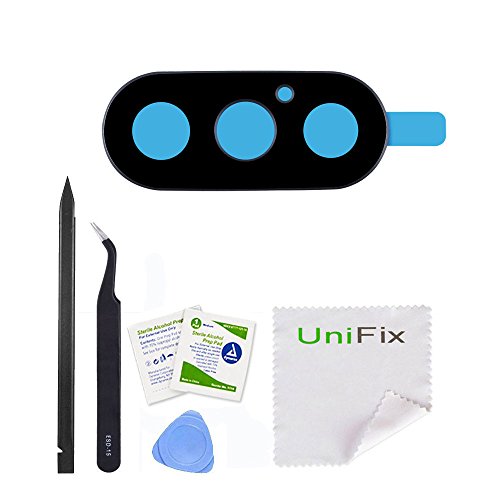 Unifix Back Rear Camera Glass Lens Replacement (2 Pieces) for iPhone X Model (A1865, A1901, A1902) with Pre-installed Adhesive + Repair Tools