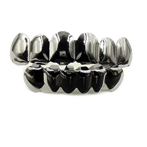 New Custom Fit 14k Fashin copper Teeth Grillz Caps Top & Bottom Grill Set (Black)