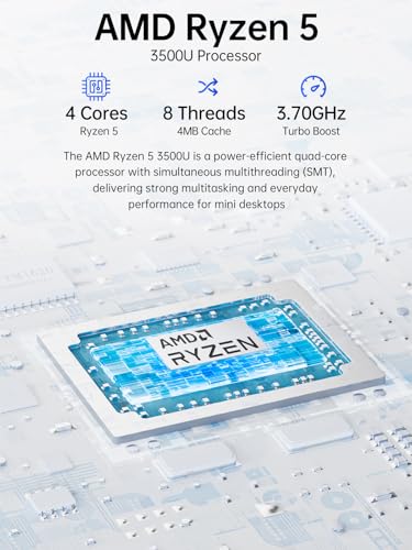 GMKtec G10 Ryzen 5 Mini PC 3500U (Outperforms N150/N97 Models), 16GB RAM, 512GB SSD Mini Computer, 2.5GbE LAN Network/Office/Home/HTPC/Proxmox/Triple 4K Display/Micro PC
