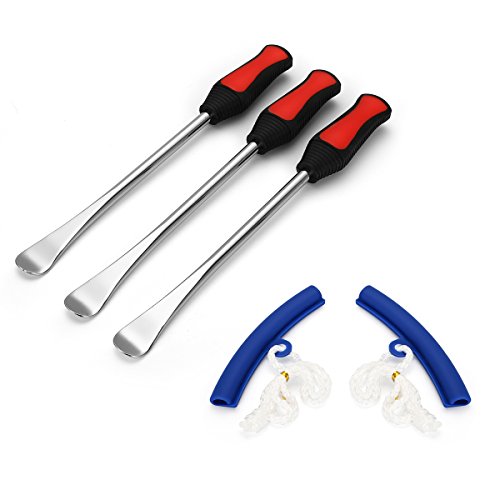 FeelGlad Three Spoon Motorcycle Tire Levers Changing Tool Kit with Rim Protector (Red)