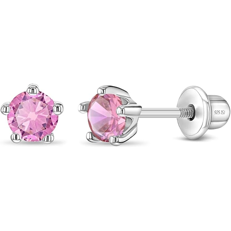 Boucles D'oreilles Puces En Argent 925 Rhodié Avec Oxyde De Zirconium 7mm - Enfant/Mixte - Neuf