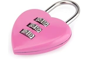 Pink Love Heart Shape Combination Padlock, Mini 3-Digit Password Resettable Code Locker Lock for Locker Hardware Padlocks and