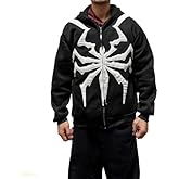 Xojbzoo Unisex Gothic Spider Embroidery Hoodie Oversized Zip Up Sweatshirt Streetwear Y2k Dark Academia Jacket Back Graphic
