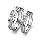 UM Jewelry Couple Rings Stainless Steel Dull Polish Him and Her Matching Wedding Rings Comfort Fit