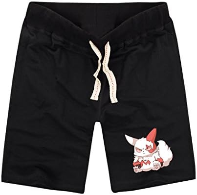 Sysuer Mens Japanese Anime Pokemon Zangoose Cotton Gym Shorts Casual Short Black