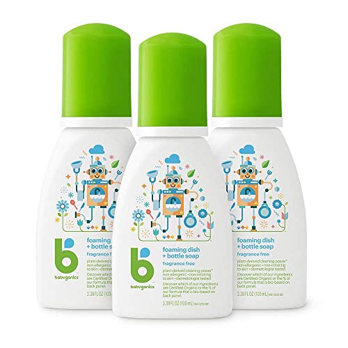 Babyganics Foaming Dish Bottle Soap for Travel, Fragrance Free