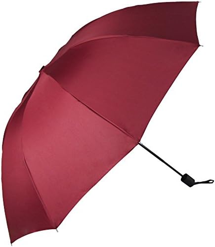 3 Fold 10 Panels Manual Umbrella with 50-inch Canopy Coverage and Attached Carrying Strap , Suitable for 2 People (wine red)