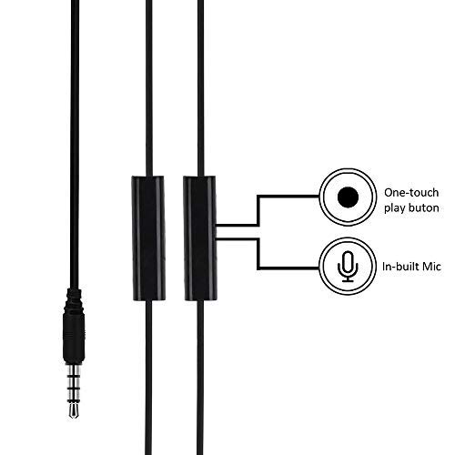 MINISO Unique Earphone with Mic and Controller, in-Ear Noise Cancellation Headphones for Mobile Smartphones (Black)