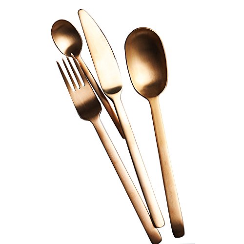 Buy Stainless Steel Flatware 4 Piece Matte Brushed Titanium Plated