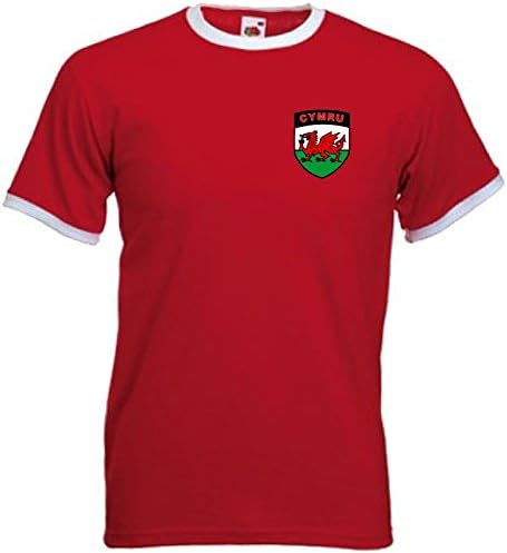 Wales Welsh Cymru Retro Football / Rugby Team Flag National T-Shirt - All Sizes