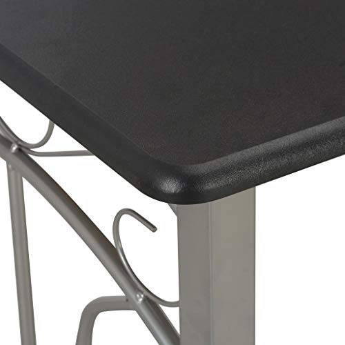 Festnight Bar-Set Bartisch Stehtisch Frühstückstisch mit Stühlen |1 Tisch & 2 Barhocker | Bistrotisch mit 2 Barhocker Esstisch Sitzgruppe Essgruppe für Küche Esszimmer Holz und Stahl Schwarz – Bild 5