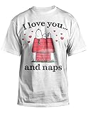 Peanuts Snoopy I Love You and Naps Mens White T-shirt