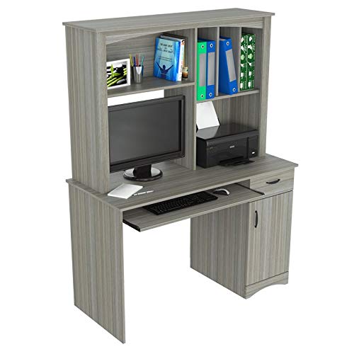 Inval CC-7001 Bandya Workstation with Hutch, Smoke Oak - Thumbnail 7