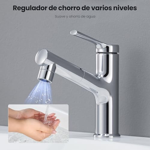 CECIPA Bathroom Sink Faucet Chrome with Removable Shower for Washing Hair | High Pressure Basin Faucet for Bathroom Basin, 2 Modes Water Flow Chrome | Sink Faucet High Pressure Bathroom Sink Faucet 2 Modes Water Flow Chrome