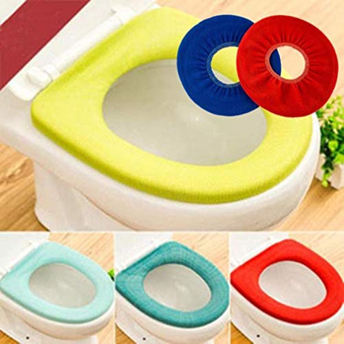 Fiaya Bathroom Stretchable Washable Comfy Soft Warmer Toilet Seat Mat Cover Pads Cushion (Random, 5PCS)