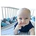 LOAOL Baby Crib Bumper Knotted Braided Plush Nursery Cradle Decor Newborn Gift Pillow Cushion Junior Bed Sleep Bumper (2 Meters, White-Gray-Blue)