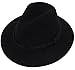 Simplicity Women's Wide Brim Wool Felt Fedora Hat with a Braided Band, Black