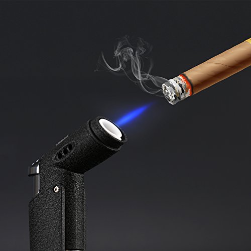 Jet Torch Cigar Lighter with Soft or Jet Flame Function and Butane Gas Visible Window, Fuel Refillable Windproof Cigarette Lighter