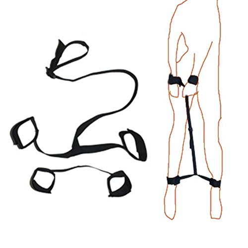 t0uvtrukCs Hand Ankle Back Restraint Belt Couple Adult Sex Game Toys Bondage Rope Harness Fetish Bed Restraint Kit for Couples Sex,Adjustable Adults BDSM Toy Black