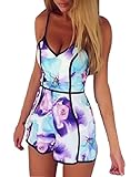 PAKULA® Women's V Neck Romper Floral Print Short Jumpsuits Playsuit