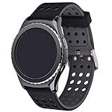 Moretek Quick Release Watch Bands for Samsung Gear S3 Classic/S3 Frontier/GALAXY Gear2 Neo R380 Gear 2/Huawei Watch 2/LG G Watch/Pebble (BlackGrey)
