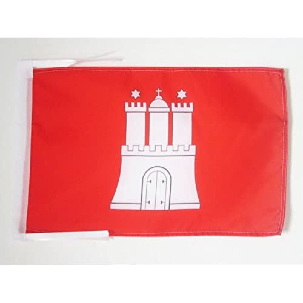 AZ FLAG - Hamburg Flag - 18'' x 12'' - 100% Polyester Germany - German region of Hamburg Small Banner with Two Cords - Fade Resistant - Vivid Colors - 18x12 in - 45x30 Cm โ image 1